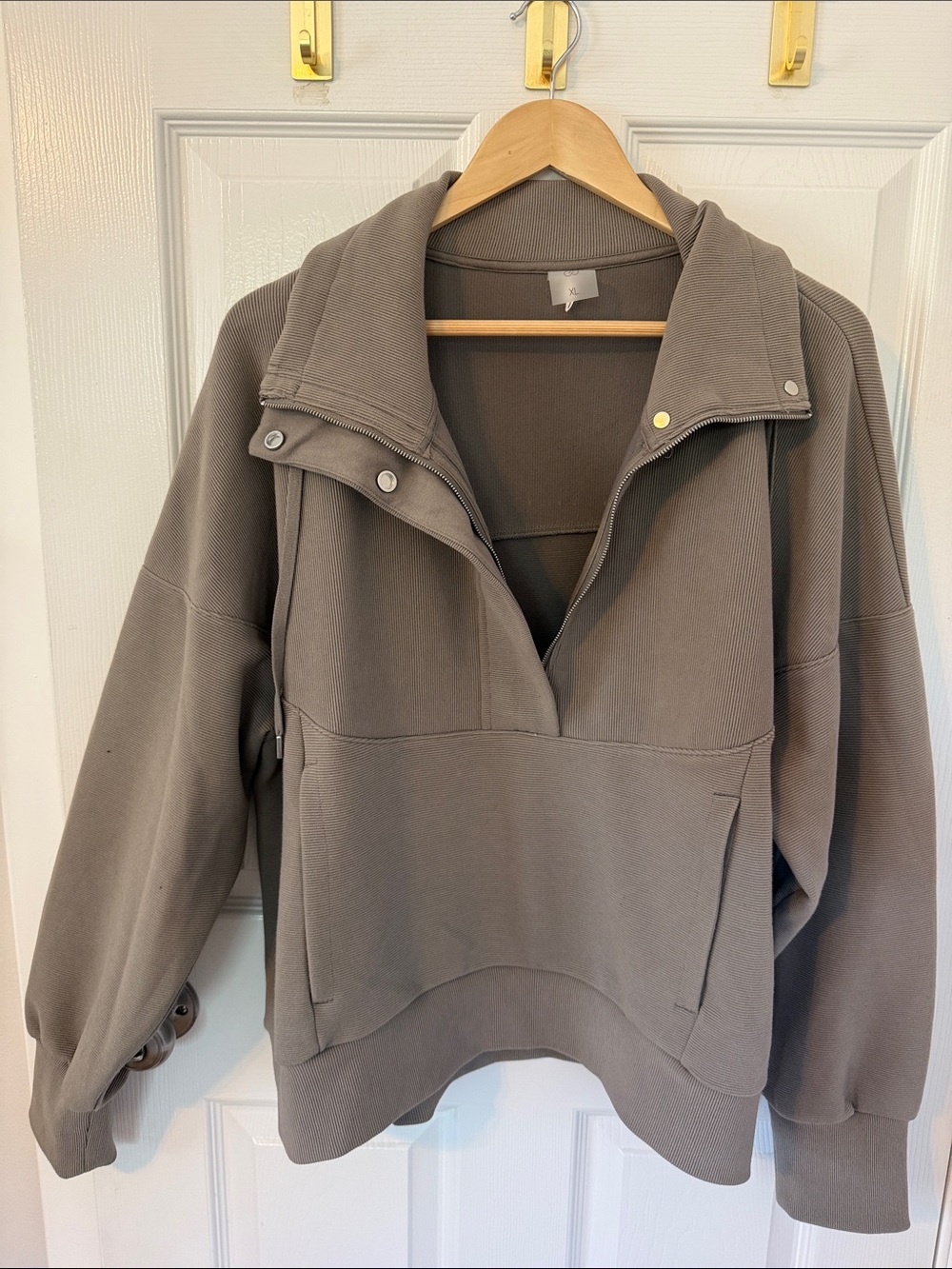 CALIA by Carrie Underwood Elevate ribbed pullover - Taupe Gray